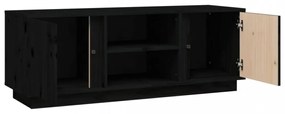 fekete tömör fenyőfa TV-szekrény 110x35x40,5 cm