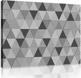 Vászonkép 80x60 Geometrikus minta háromszögek csíkok fekete-fehér absztrakt