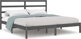 vidaXL szürke tömör fenyőfa ágykeret 200 x 200 cm