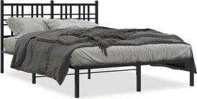 vidaXL fekete fém ágykeret fejtámlával 120 x 190 cm