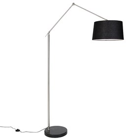 Modern állólámpa acélból, fekete vászon árnyékolóval 45 cm - Editor
