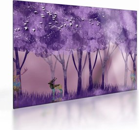 Kép - Szarvasok egy varázslatos erdőben (üvegen) (70x50 cm)