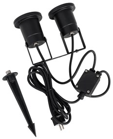 Kert spot lámpa fekete, kábellel és dugóval, 2 fényforrás, IP65 - Basic