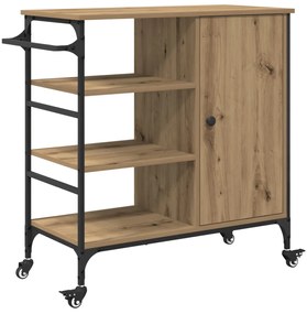 Konyhai Kocsi Tömör Tölgy 87.5x38.5x84.5 cm Szerelt Fa