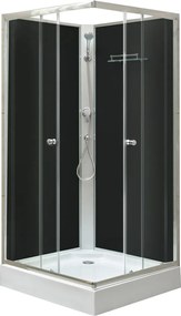 Polo Black II 80x80 cm szögletes fekete hátfalas zuhanykabin zuhanytálcával