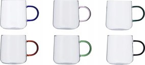 Poharak Hőálló Üvegpoharak Színes Fülekkel 300ml 6 Db-os Szett