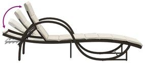 2 db barna polyrattan napozóágy asztallal