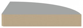 2 db szürke MDF lebegő sarokpolc 25 x 25 x 3,8 cm