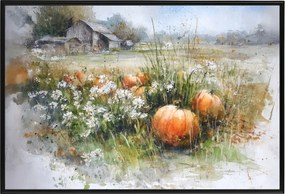 Poszter Keret Alumínium Tájkép Falu Farm Mező Farm Tök 60x40