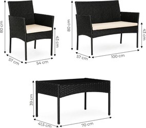 Modern kerti rattan ülőgarnitúra asztallal