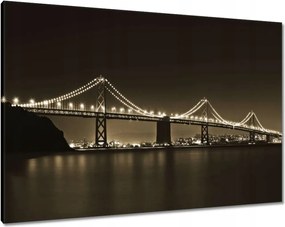 Vászonkép 100x70 Híd az éjszakában szépia