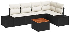 vidaXL Kerti Kanapé Szett tárolóval 6 pcs Fekete és Krém polirattan