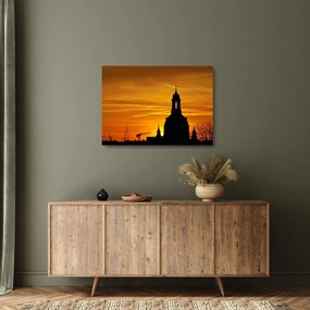 Templom a naplementében képe (üvegen) (70x50 cm)