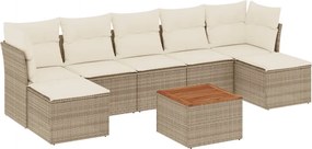 vidaXL 8 részes bézs polyrattan kerti ülőgarnitúra párnával