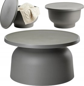 Dohányzóasztal OTTO2 szürke Loft pad kerti nappaliba kerek 66cm műanyag