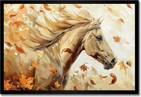 Poszter fekete keretben 60x40 Ló az őszi levelek között