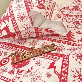 Pamut ágyneműk Karácsonyi ágyneműk Christmas piros TiaHome - 1x Párna 90x70cm, 1x Paplan 140x200cm