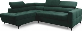 Nardo L sarokkanapé ágyfunkcióval bal oldali - zöld bársony Bluvel 78