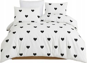 Conzaliza Ágynemű Garnitúra Fehér-fekete Szívekkel 200X220 1OPA