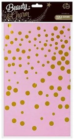 Rózsaszín B&amp;C Gold Dots fólia asztalterítő 137x183 cm