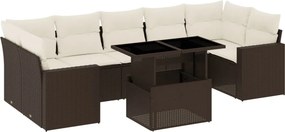 vidaXL 8 részes barna polyrattan kerti ülőgarnitúra párnákkal
