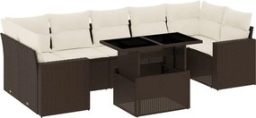 vidaXL 8 részes barna polyrattan kerti ülőgarnitúra párnákkal