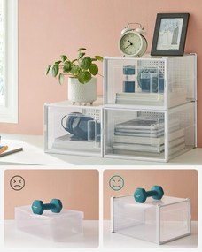 Zárható cipőtároló, cipős dobozok, 18 db-os csomag, fehér