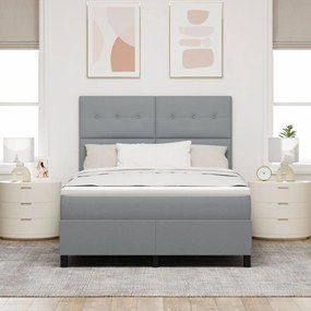Box Spring Ágy Matraccal Világosszürke 140x200 cm Szövet