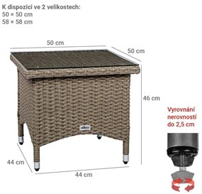 STILISTA Kerti asztal polyrattan 50 x 50 cm krém