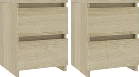 vidaXL 2 db sonoma tölgy színű szerelt fa éjjeliszekrény 30x30x40 cm