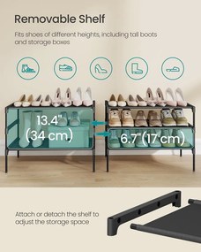 3 szintes cipőtartó állvány 29,7 x 62,3 x 53,5 cm, fekete