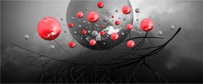 Piros absztrakt gömbök képe (120x50 cm)