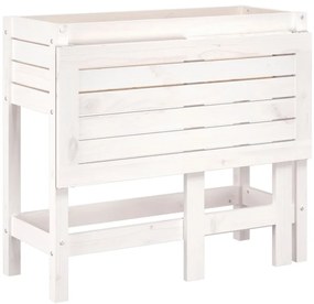 fehér tömör fenyőfa kerti ültetőláda összecsukható asztallappal