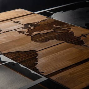 World Map With Compass fa-fém világtérkép faldekoráció