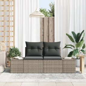 2-személyes Kert Kanapé Párnákkal Szürke Poli Rattan