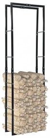 vidaXL fekete acél tűzifatároló 60 x 25 x 200 cm