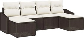 vidaXL Kert étkező szett párnával tárolóval 6 pcs Barna és Krém