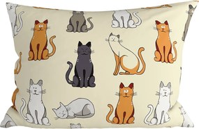 Polipamut párnahuzat COLORED CATS POLY 50x70 cm, krémszínű