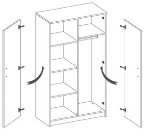 Smyk 06 Ifjúsági 2 ajtós gardróbszekrény sonoma - fehér- Választható színes fogantyúval N - Csomagolássérült