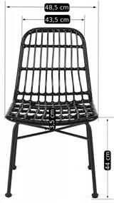 Fekete Rattan Étkezőszék. WALDI