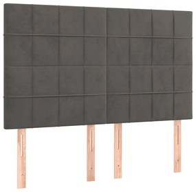 sötétszürke bársony rugós ágy matraccal 140x190 cm