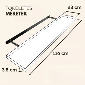 FIGO + fali polc konzollal, 110cm, fekete Casaria