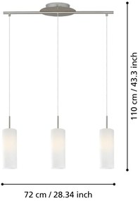 Fehér-ezüstszínű függőlámpa üveg búrával TROY 3 – EGLO