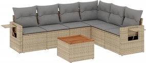 vidaXL 7 részes bézs polyrattan kerti ülőgarnitúra párnákkal