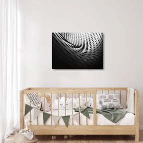 Absztrakt kép - fekete-fehér spirál (üvegen) (70x50 cm)