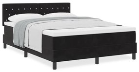 Boxspring Ágy Mattal Fekete 140x200 cm Bársony