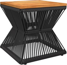 vidaXL fekete tömör akácfa dohányzóasztal drót aljjal 38 x 38 x 38 cm
