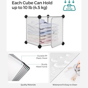 12 rekeszes műanyag, polcegység ruhákhoz, fehér