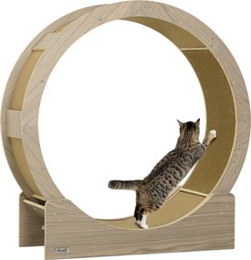 PawHut Macska Futókerék 91 cm Átmérőjű Macska Kerék Fék Funkcióval, Futópad Kaparó Paddal, Macska Kerék Nyomvonal Fogyásért és Egészségért, Dió | Aoso