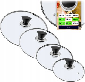 Üvegfedő 20/24/26/28 cm Hőálló Serpenyő Fedő Szett